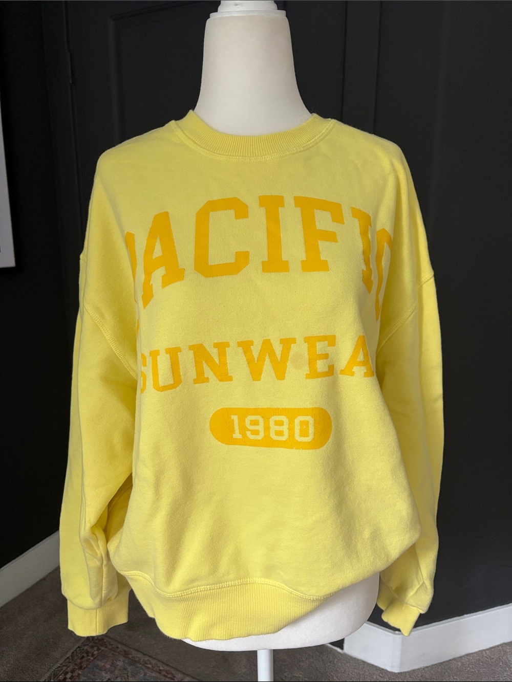 PacSun Yellow Crewneck Sweatshirt with Front Graphic